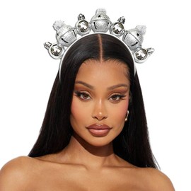 Janylin Women Disco Ball Crown Headband Sparkly Disco Hair Accessories Birthday Hairband Party Rave Headpieces (Silver)