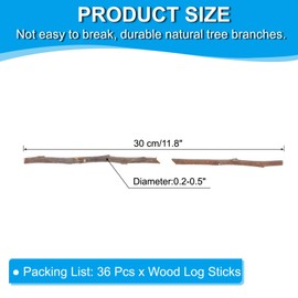 PATIKIL 36 Pcs 30cm Wood Log Sticks, 0.2-0.5 inch in Diameter Natural Wood Craft Sticks, Dried Wood Sticks Wooden Branches for DIY Crafts Accessory Decor Photo Props, Brown