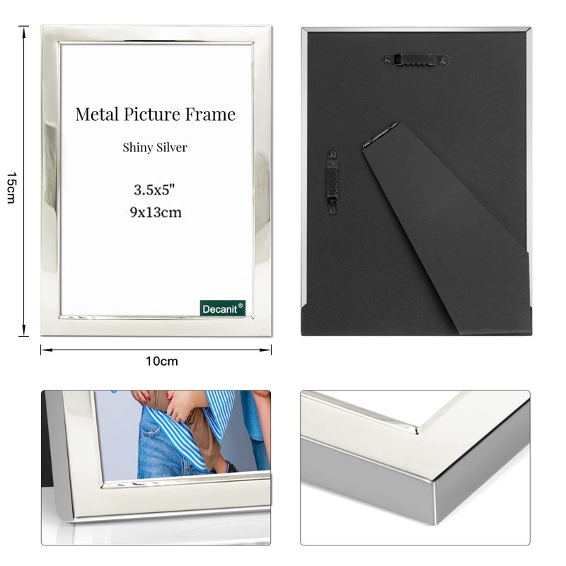 DECANIT 3.5x5 Picture Frame,Metal Photo Frame Display for Wall or