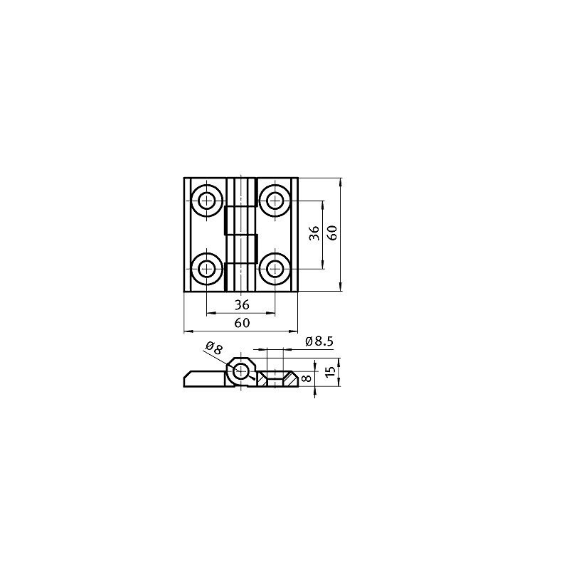 Metal Hinge Screw-On Hinge Zinc Die-Cast Zinc GD-Zn 60 x