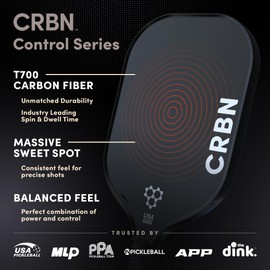 CRBN² Pickleball Paddle - Carbon Fiber Pickleball Paddle with Honeycomb Poly Core - Perfect Balance of Power & Control - 16mm, White