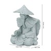 Fisherman Statue Sitting Fishing Old Man Figurine Small Desk Ornament