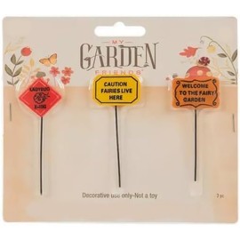 Fairy Garden Sign Picks - Caution Fairies Live Here - 3 Inches Tall