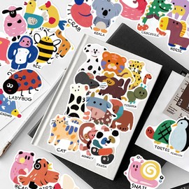 50 PCS Animal Stickers for Water Bottles,Waterproof Vinyl Jungle Animal Stickers,Cute Animal Stickers for Kids Study,Cool Stickers for Kids