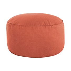 Sorra Home Sunbrella Corded Pouf Cushion - Round, Outdoor Stuffed Plush Ottoman & Foot Rest Stool - Balcony, Patio, Poolside Furniture Accessory - Canvas Persimmon (30" x 30" x 15")