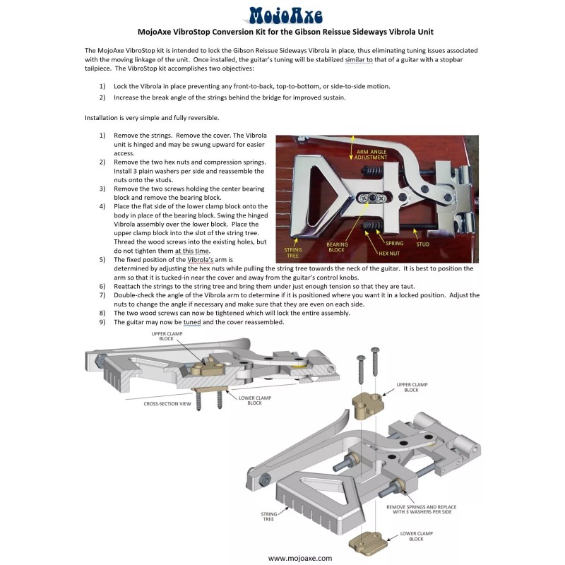 MojoAxe VibroStop Locking Kit for Gibson 61 Reissue SG SIDEWAYS