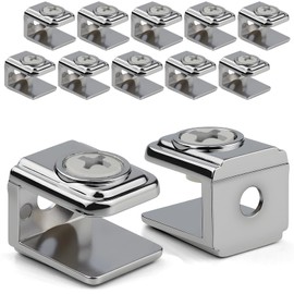 TXXATX Pack of 12 Glass Shelf Support 10 mm Glass Holders with Long Opening Adjustable Glass Clamp Zinc Alloy Glass Clip for 5-10 mm Thick Glass for Bathroom Living Room Public Places