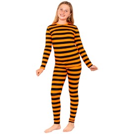 Girl's Oh So Soft Long Sleeve Top Orange Black Stripes Large