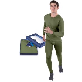 Kickoff Flexwear Thermal Underwear for Men Long Johns for Men Thermal Top Bottom Fleece Lined Base Layer Set Moisture-Wicking Pajamas Cold Weather (Green - Large)