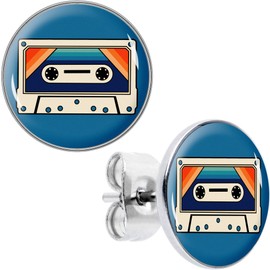 Body Candy 20G Stainless Steel Super Retro Cassette Tape Pierced Mens Stud Earrings for Women