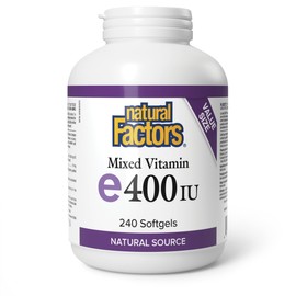 Natural Factors Mixed Vitamin E 400 IU, Natural Source, 240 Softgels, VALUE SIZE, Highly Bioavailable, Easy-to-Take, A Source of Antioxidants