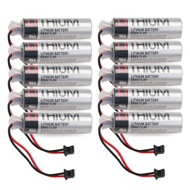 STEPMAX 10 Pack ER6V/3.6V ER6VC119A ER6VC119B 2400mAh PLC Battery Compatible with Toshiba for Mitsubishi M70 PLC with Black Plug (Non-Rechargeable)