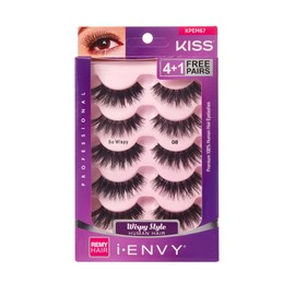 iENVY by KISS So Wispy 08 Multi Pack 5 Pair Lashes Made of Premium Human Hair KPEM67 (1 Pack) Voluminous Wispy Style