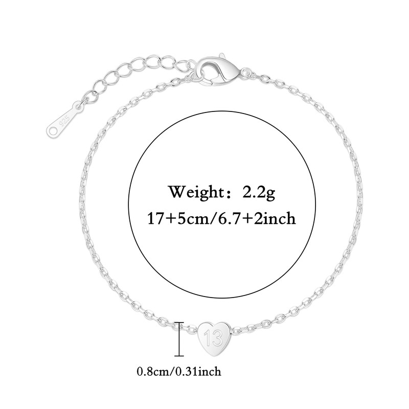 Tibond S925 Birthday Bracelet for Women Girls-Novelty Number Gifts-Adjustable Sterling