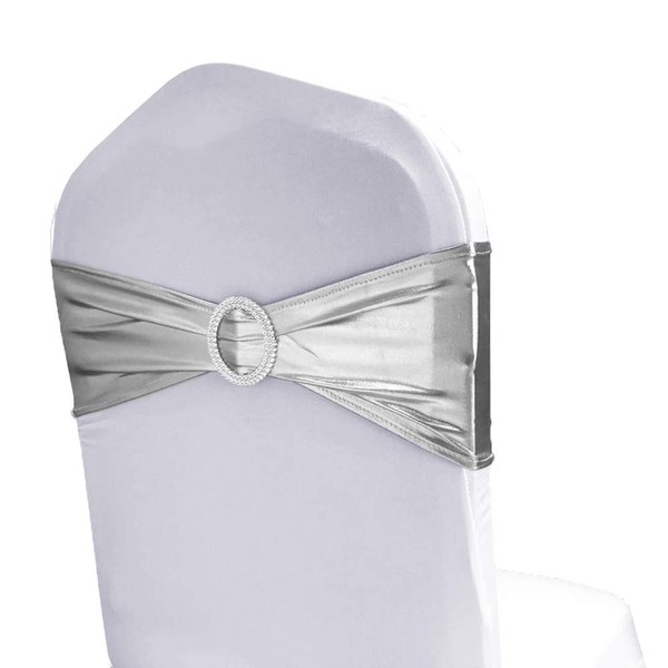 WENSINL Pack of 50 Wedding Chair Sash, Elastic Chair Bands