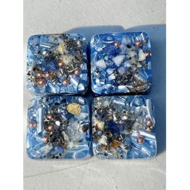 4 Mini Cube Tower Busters Light Blue Orgone Generator Energy Accumulator PERFECT GIFTING TOOL!!!! Made 528Hz Frequency with OM Chants Orgonite Many Beautiful Ingredients and Colors!!
