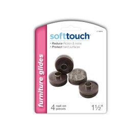 SOFTTOUCH 1 1/2" Round Nail On Heavy Duty Felt Furniture Pads for Wood Furniture, Protect Hard Floor Surfaces from Scratches, Brown (4 Pack)