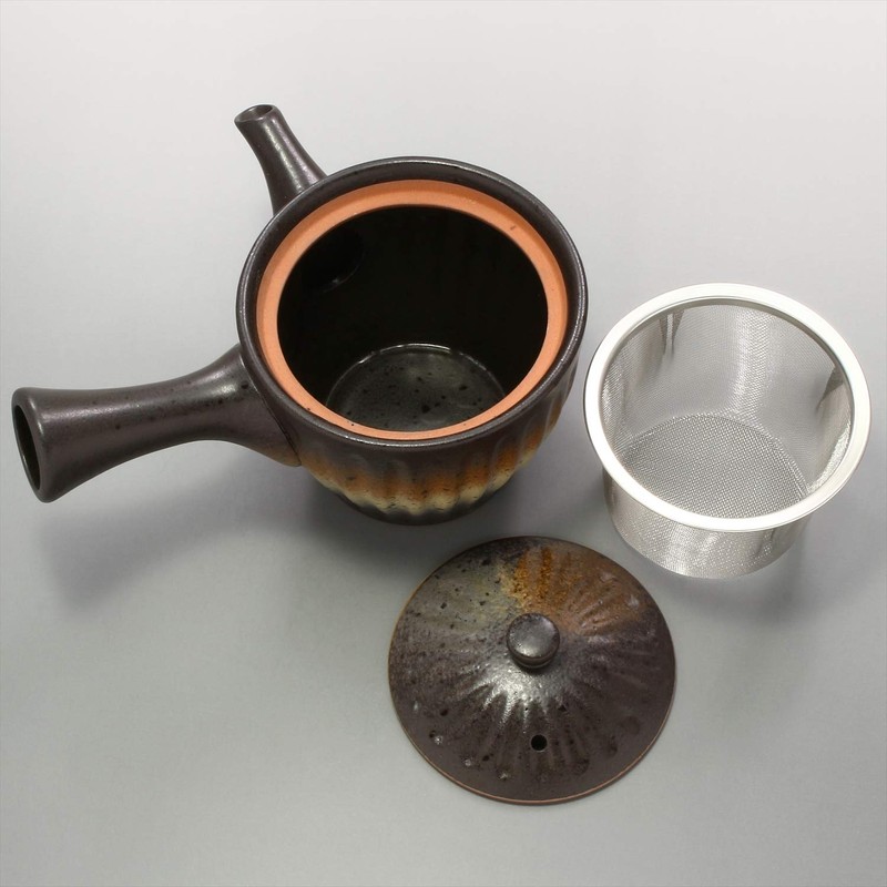 Ichikyu 585-18 Mino Ware Teapot, Bizen-style Sori Shape, Made in
