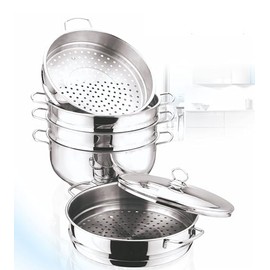 Vinod 5-Tier Stainless Steel Steam Cooker Manti Momos Steamer w/Lid, 10"