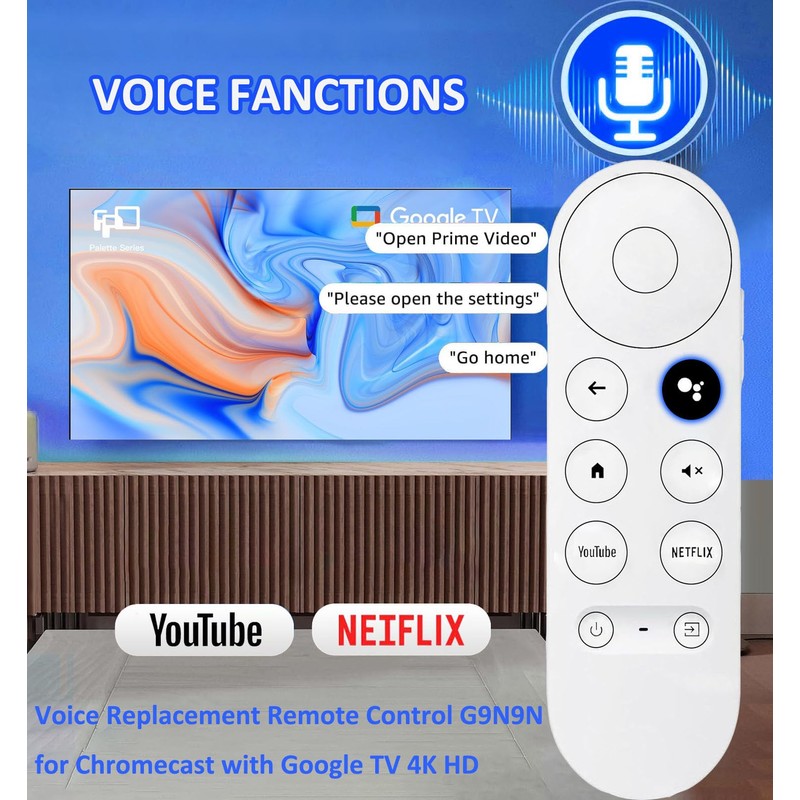 Replacement Voice Remote for Google Chromecast 4K HD TV, Remote