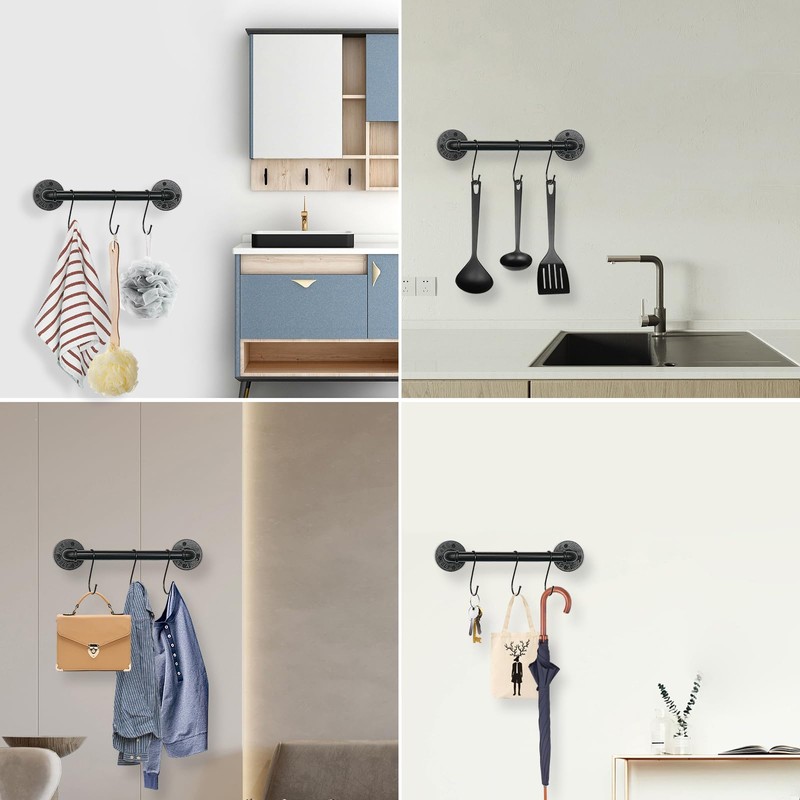 Livabber Industrial Pipe Towel Bar, Rustic Iron Decor Bathroom Hardware