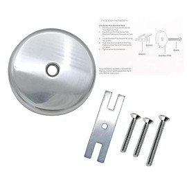 Single Hole Bathtub Drain Overflow Plate/Tub Overflow Drain Ccover with Three Matching Screws/Bathtub Overflow Drain Cover Includes an Adapter (Chrome)
