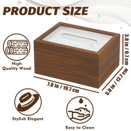 HMIEPRS Tissue Box Holder, Wood Rectangular Tissues Box Covers, Multifunctional Decorative Facial Tissue Dispenser Box Organizer for Living Room Restaurant Bedroom Office Car Bathroom