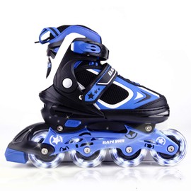 MammyGol Adjustable Inline Skates for Kids with Light up Wheels,Flashing Beginner Roller Skates for Boys and Girls Size 10-12