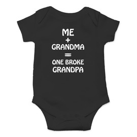 CBTwear Me + Grandma One Broke Grandpa - Baby Clothes - Funny Newborn Bodysuit Outfits for Boys and Girls (Newborn, Black)