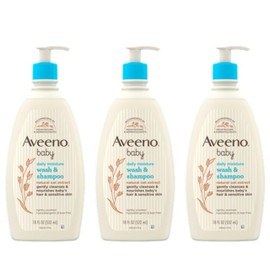 Aveeno Baby Gentle Body Wash & Shampoo with Natural Oat Extract, Tear-Free, Paraben-Free & Phthalate-Free Formula for Baby’s Sensitive Hair & Body, Lightly Scented, 18 fl. oz, 3 Pack