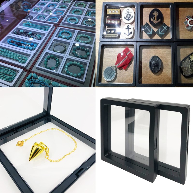 Eterspr Pack of 8 3D Floating Display Cabinets, Jewellery Organiser