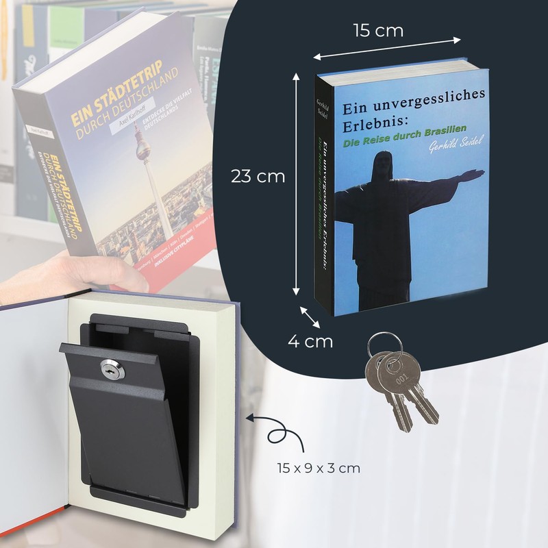 HMF 80905 Book Safe Cash Box Real Paper Pages, Brazil,