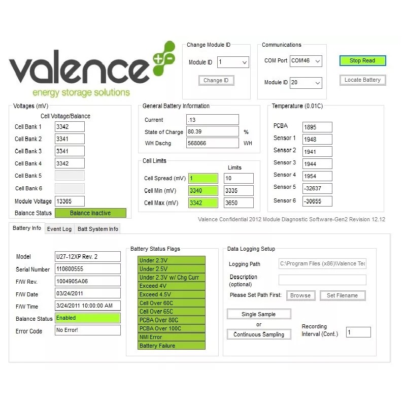 Valence U-CHARGE XP U27-12XP Lithium 12V Battery USB Data Diagnostic
