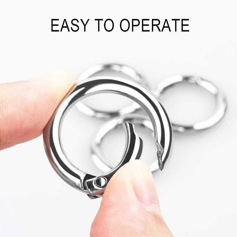 30 Pieces Round Spring Snap Clip Hooks, Zinc Alloy Locking