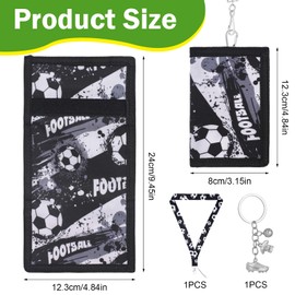 TPTGIAR Football Kids Wallets for Boys Wallet with Lanyard Football Keyring