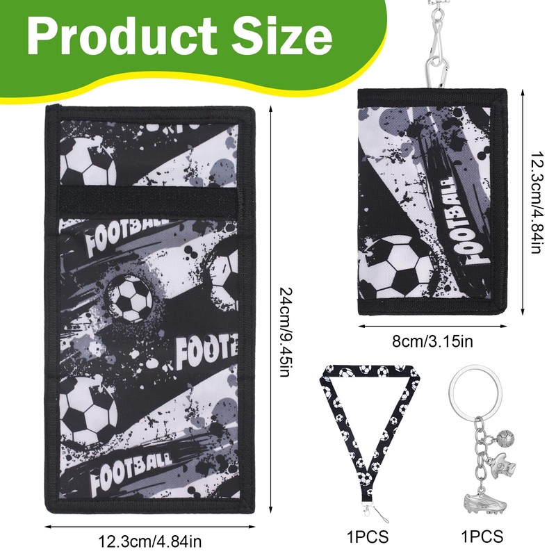 TPTGIAR Football Kids Wallets for Boys Wallet with Lanyard Football
