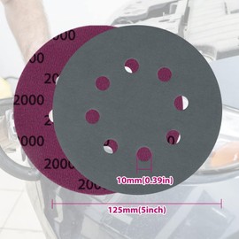 EEEKit Pack of 28 Sandpaper 125 mm, 8 Holes Round Sanding Discs, Grit 1500/2000/3000/4000/5000/7000/10000, Wet and Dry Random Orbital Sandpaper Sandpaper for Metal, Wood, Car