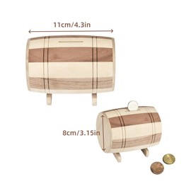 Angelkiss Wooden Piggy Bank Safe Money Box Savings Wine Barrel Wood Carving Handmade High Quality