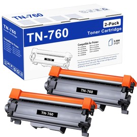 TN760 High Yield Black Toner Cartridge Replacement for Brother TN-760 Toner Cartridge 2-Pack (for use with MFC-L2710DW MFC-L2750DW HL-L2350DW HL-L2370DW HL-L2395DW HL-L2390DW DCP-L2550DW Printers)