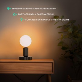 Hompavo 【Upgraded】 2 Polished Metal Desktop/Hanging Light Bulb Socket E26/E27 Lamp Base, Screw Light Bulb Extension Socket with 6 Feet Pure Copper Cord, On Off Switch Plug - Black