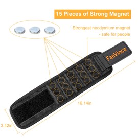 Magnetic Wristband Strong Magnet Wrist Tools Holder for Screws,Nails,Drill Bits, Tool Gadget Gifts for Men&Women Dad Father Day Black