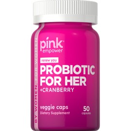 PINK Probiotics for Women | Digestive Health Support Capsules | 50 Count | Plus Cranberry | Vegetarian, Non-GMO & Gluten Free Supplement