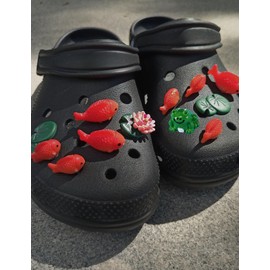 12pcs Cute Charms for Crocs Designer Charms for Crocs Girls Boys 3D Goldfish Lotus Leaf Flowers Frog Charms Set Plastic, Plastic