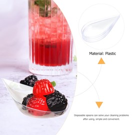 GALPADA Plastic Appetizer Spoons 40pcs Tear Drop Mini Appetizer Plates Disposable Tasting Spoon Dessert Dishes Catering Supplies for Holiday Birthday Party Transparent
