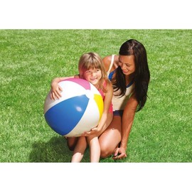 Happium 24in (61cm) Beach Ball Inflatable Rainbow Coloured Holiday Swimming Pool Party Toys Blow Up Summer Outdoor Games