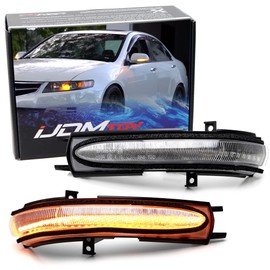 iJDMTOY Semi-Clear Lens Full LED Strip Dynamic Sequential Blink/Flow Side Mirror Turn Signal Light Assembly Kit Compatible with 2004-2008 Acura TSX (Euro Accord), 2003-08