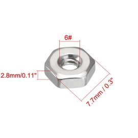 TA-VIGOR 50Pcs Hex Nuts, 6#-32 UNC Self Locking Nuts, 304 Stainless Steel Insert Lock Nut for Bolts, Hexagon Nutstones for Lock Washers, Bolts, Screws
