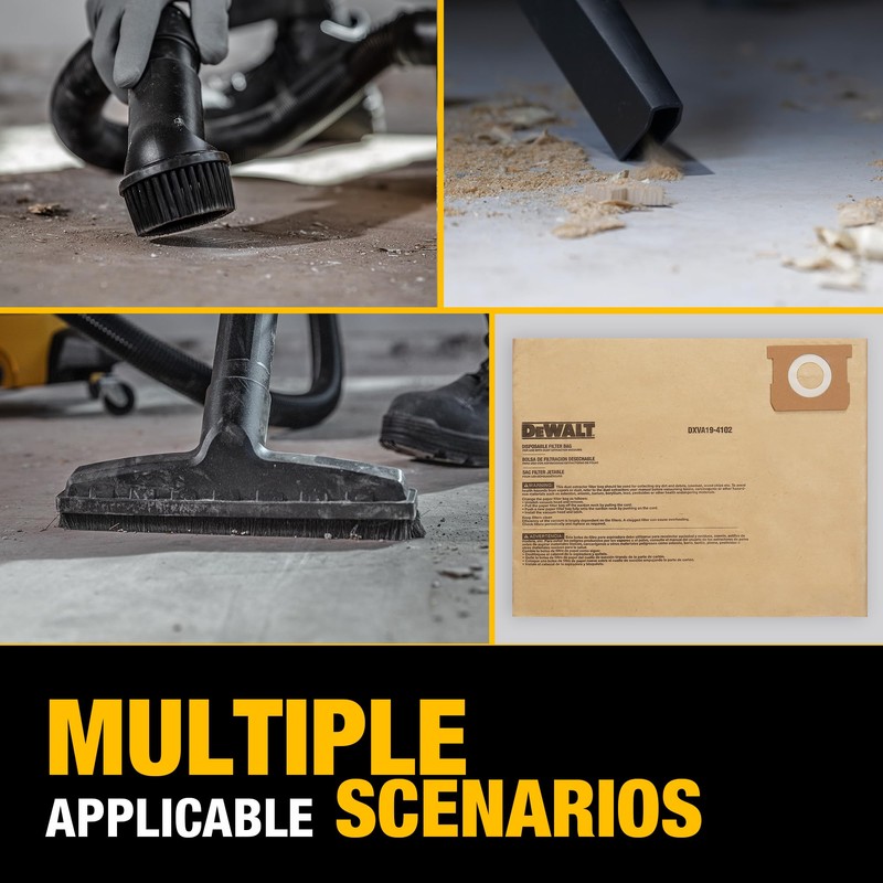 3 Pack DEWALT Dust Bag DXVA19-4102, for 12-16 Gallon Wet/Dry