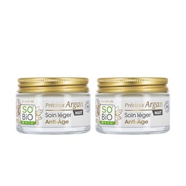 LEA NATURE SO Bio étic | Light Anti-Ageing Night Cream - Valuable Argan | Smooth & Firm | Organic Argan Oil | Hyaluronic Acid | 99% Natural Origin | Made in France | 2 x 50 ml