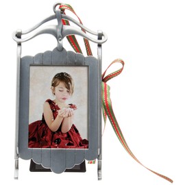 Pewter Sled Photo Ornament Picture Frame
